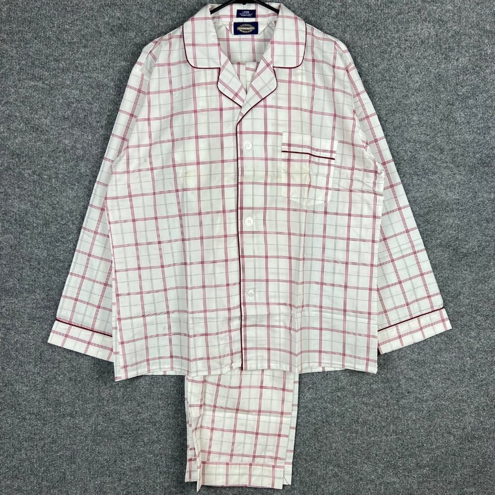 NEW VINTAGE TOWNCRAFT MEN’S‎ L BUTTON UP LONG SLEEVE & LEG PAJAMAS SET
